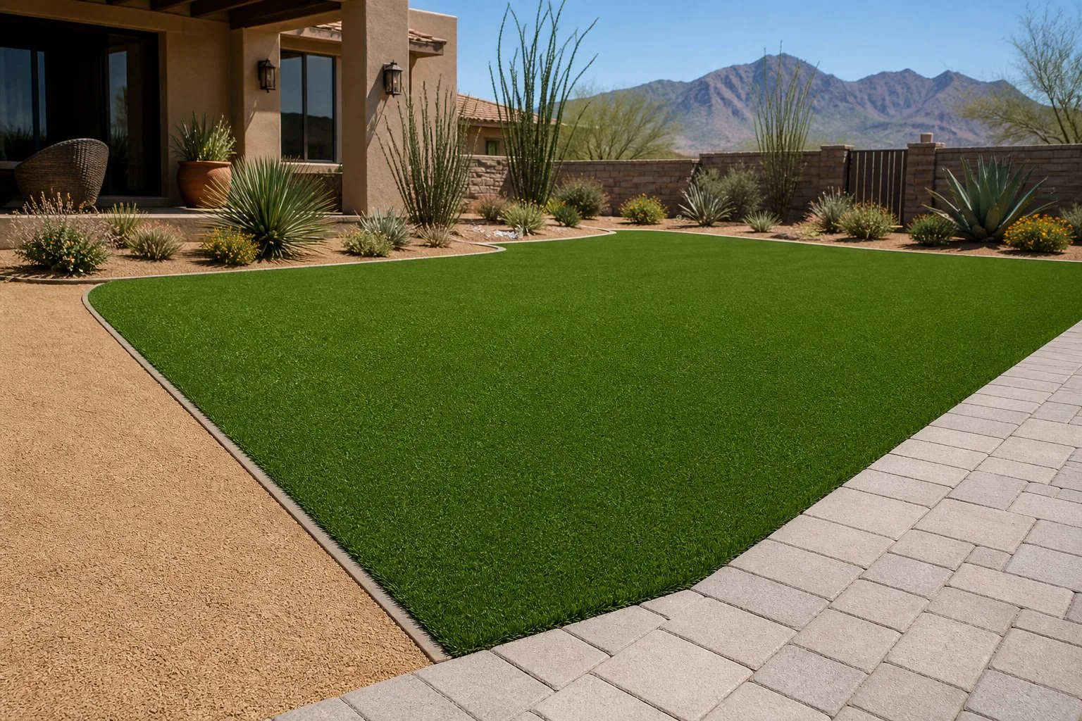 Artificial turf installation on an El Paso property