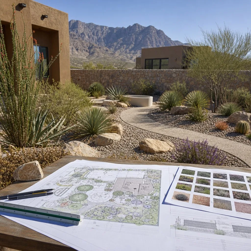 Desert landscape planning detail for an El Paso property