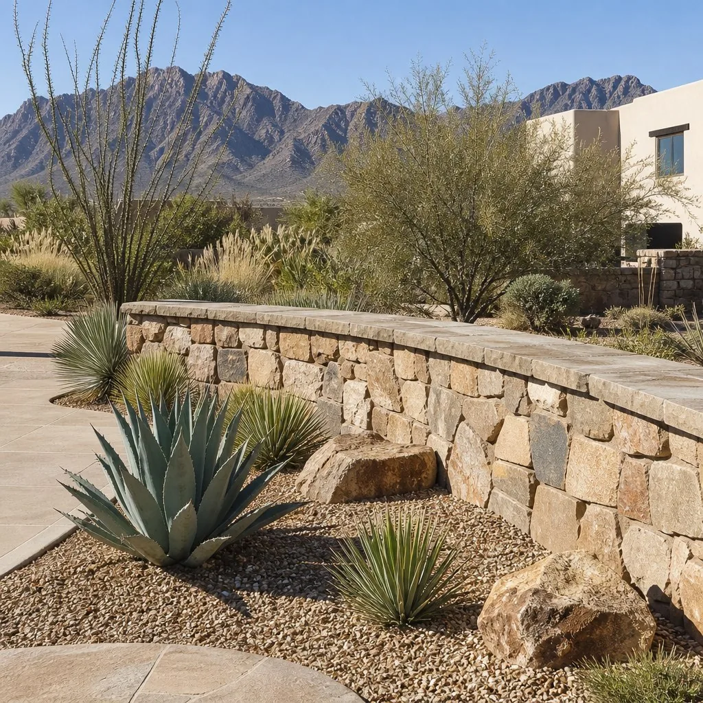 Retaining wall and grade work on an El Paso property