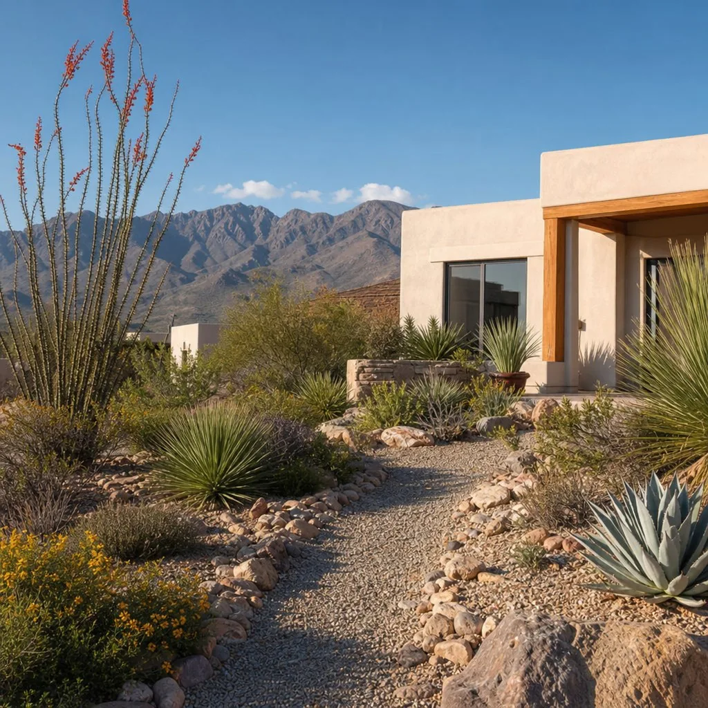 Finished landscape design in El Paso
