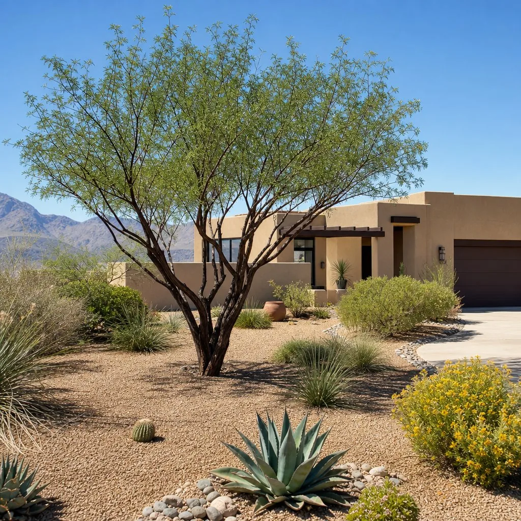 Structural pruning of a desert tree in El Paso
