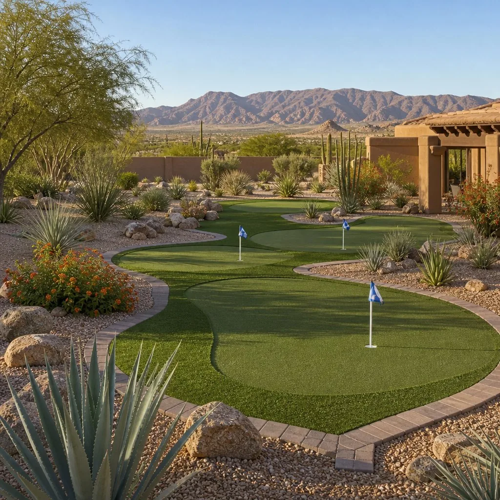Seamed and anchored artificial turf detail in El Paso