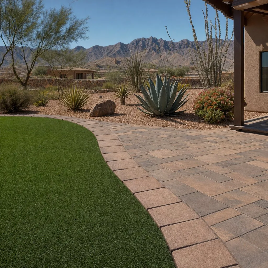 Completed artificial turf lawn in El Paso